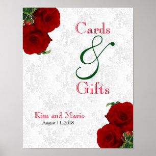 Cards and Gifts - Deep Red Rose Wedding Poster