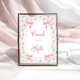 Cards and Gifts Elegant Pink Coquette Bow Birthday Poster