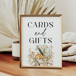 Cards and Gifts Fall Little Pumpkin Baby Shower Poster