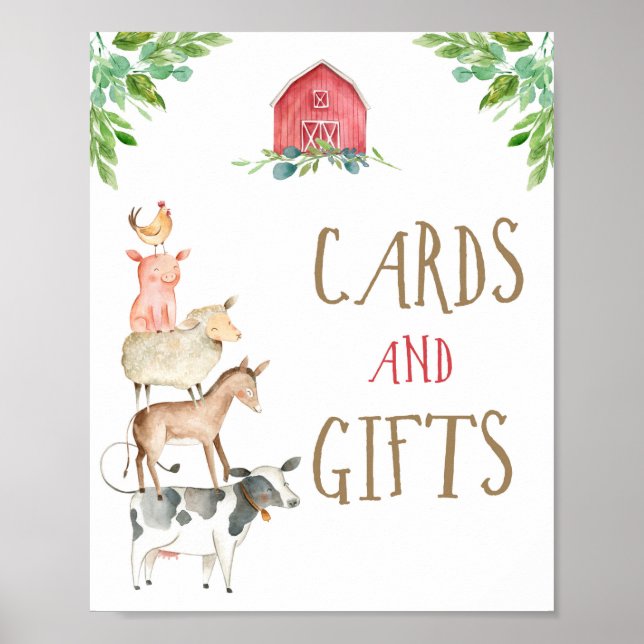 Cards and Gifts Farm Animals Barnyard Boy Birthday Poster (Front)