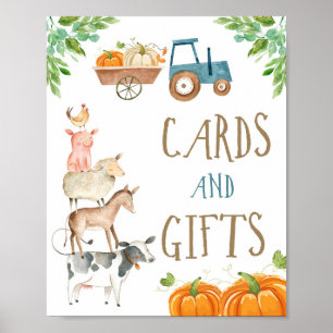 Cards and Gifts Farm Animals Pumpkin Boy Birthday Poster