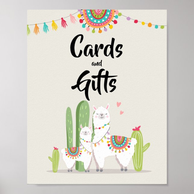 Cards and Gifts Fiesta Llama Baby Shower Sign (Front)