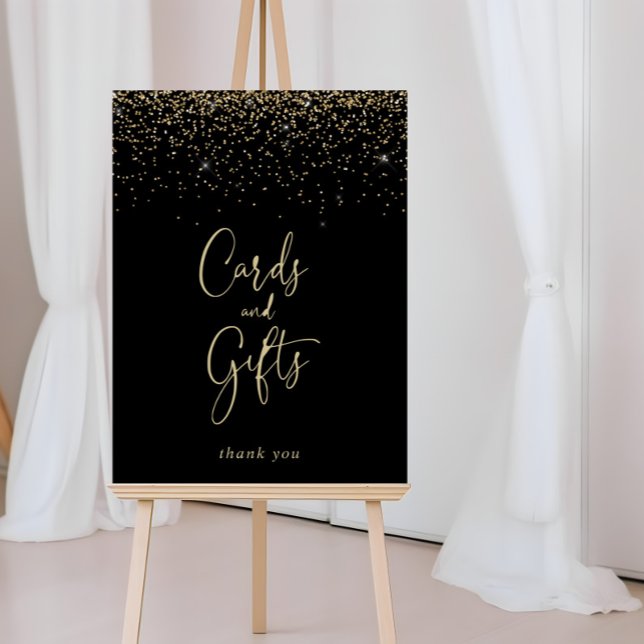 Cards and Gifts Gold Confetti Script Sign (Creator Uploaded)