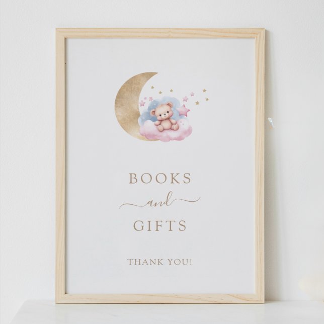 Cards and Gifts Gold Moon Stars Baby Shower Sign (Creator Uploaded)