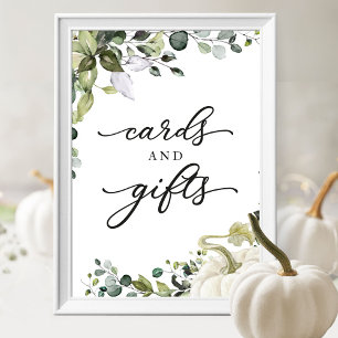 Cards and Gifts Greenery Fall Baby Shower Sign