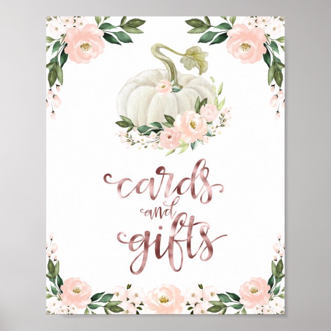 Cards and Gifts Greenery Fall Baby Shower Sign (Front)