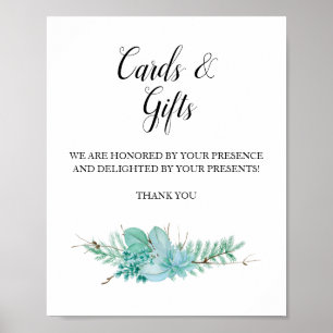 Cards and Gifts Greenery Succulent Wedding Sign