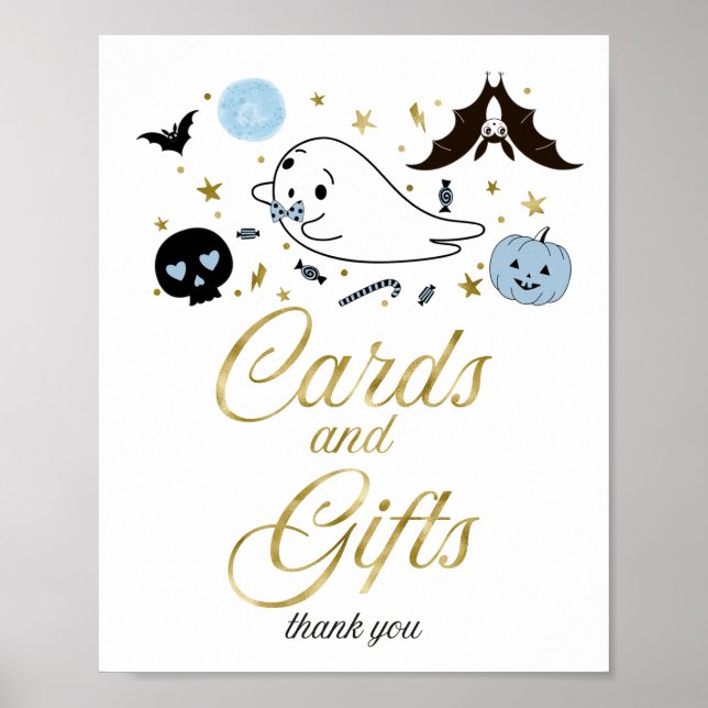 Cards and Gifts Halloween Boy Baby Shower Sign (Front)