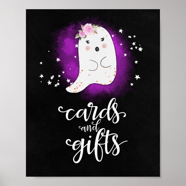 Cards and Gifts Halloween Girl Baby Shower Sign (Front)