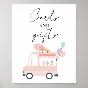 Cards and Gifts Ice Cream Truck Pink Girl Birthday Poster