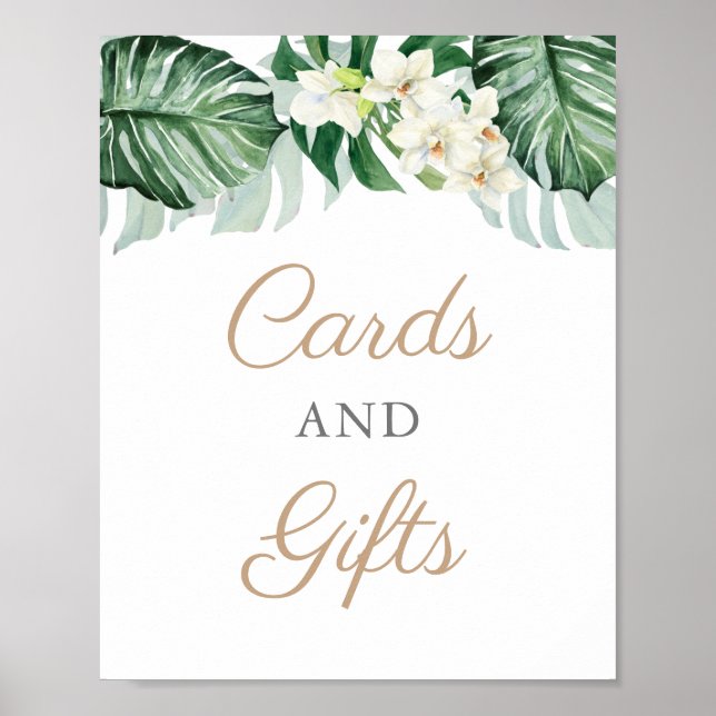 Cards and Gifts Jungle Foliage Bridal Shower Sign (Front)