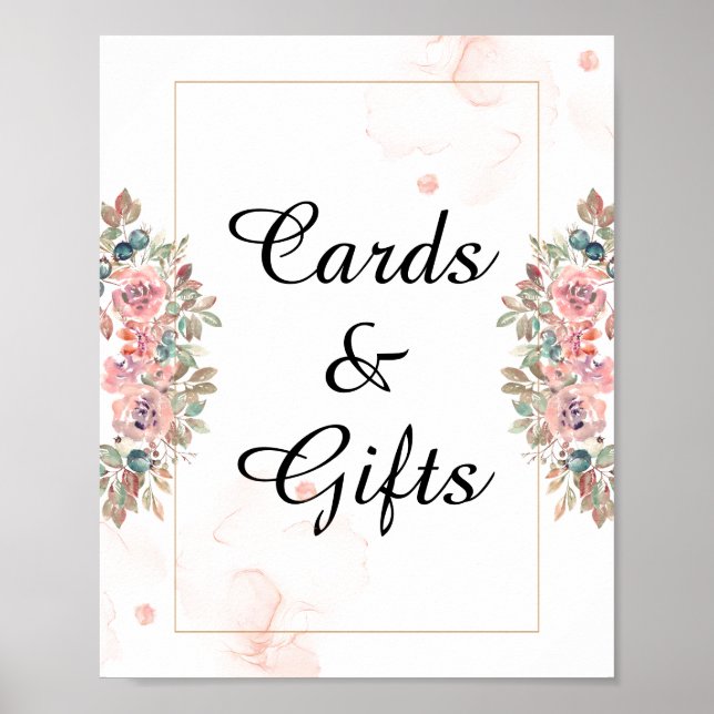  Cards and gifts modern rose gold floral wedding   Poster (Front)