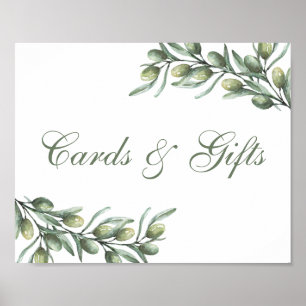 Cards and gifts. Olives. Italian summer wedding Poster