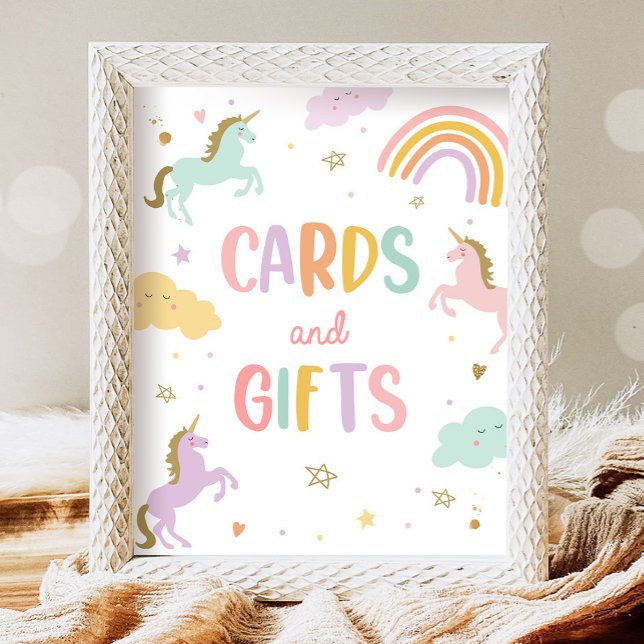 Cards and Gifts Pastel Rainbow Girl Birthday Party Poster (Creator Uploaded)