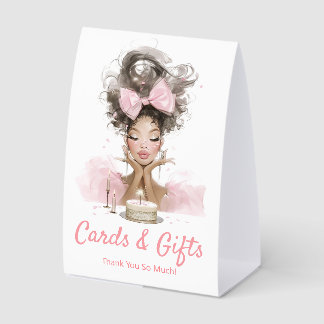  cards and gifts ,pink script birthday girl trendy