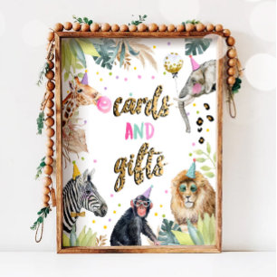 Cards and Gifts Safari Party Animals Birthday  Poster