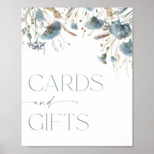 Cards and gifts sign boho dusty blue wildflower