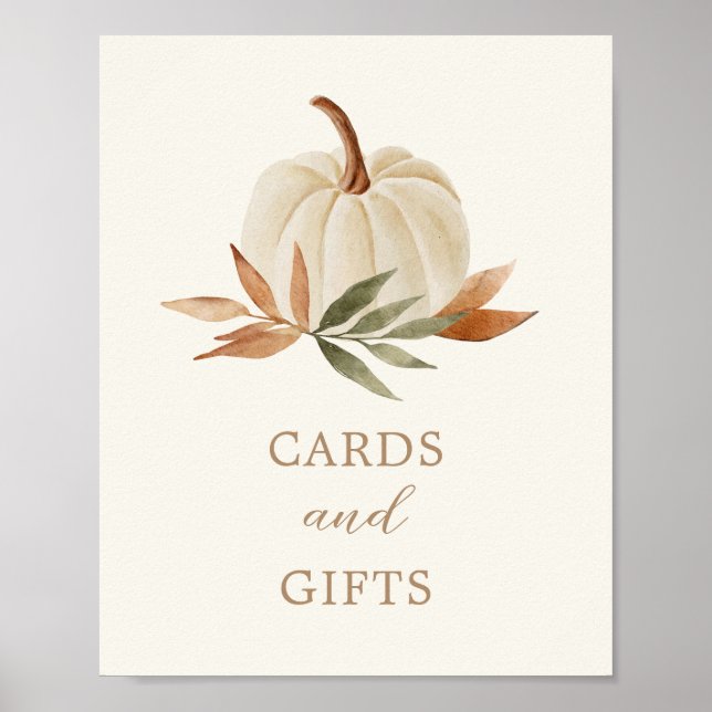 Cards and Gifts Sign Little Pumpkin Baby Shower (Front)