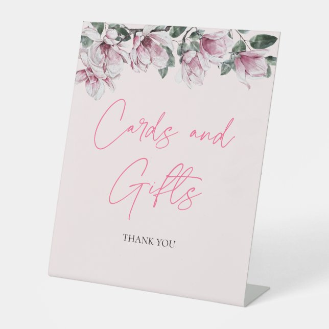 Cards and Gifts Sign | Pink Floral Bridal Shower (Front)