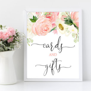 Cards and gifts sign pink gold elegant floral