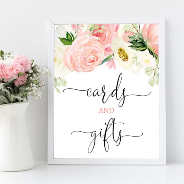 Cards and gifts sign pink gold elegant floral (Creator Uploaded)