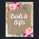 Cards and Gifts Sign Rustic Bridal Shower Poster<br><div class="desc">Cards and Gifts Sign Rustic Bridal Shower Poster</div>