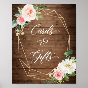 Cards and Gifts Sign Rustic Wood Geometric Floral