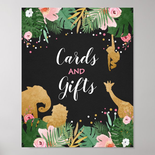 Cards and Gifts Sign Zoo Jungle Gift Table decor (Front)