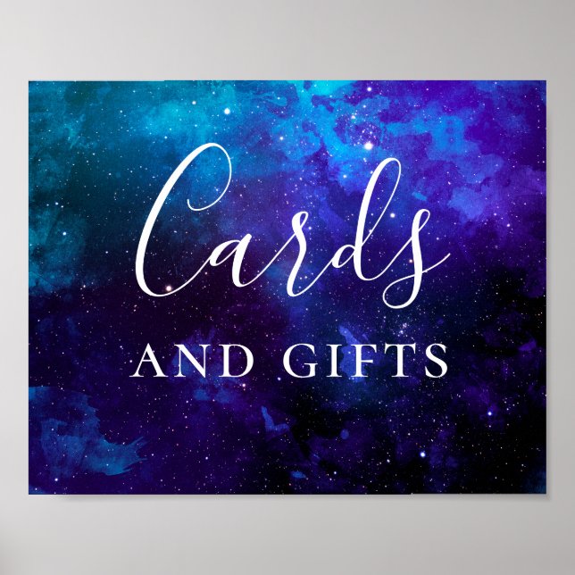 Cards and gifts. Space galaxy night navy wedding Poster (Front)