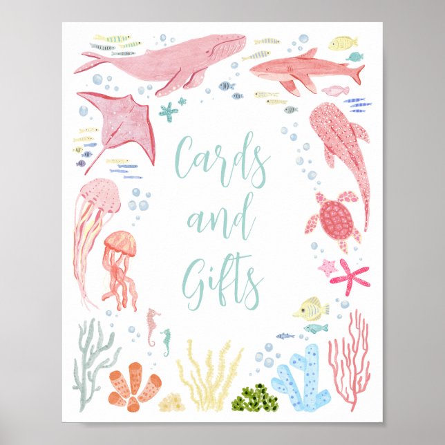 Cards and Gifts Under The Sea Animals Sign (Front)