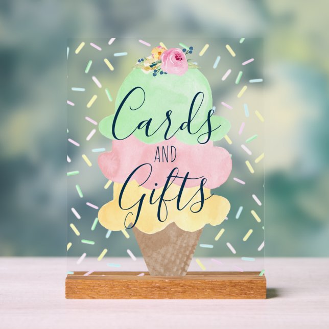 Cards and Gifts Watercolor Ice Cream Acrylic Sign (Neutral)