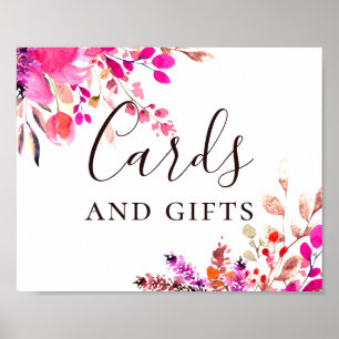 Cards and gifts. Watercolor pink floral wedding Po Poster