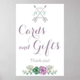 Cards and Gifts wedding signage bothanical flower Poster