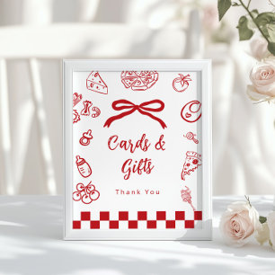 Cards and gifts Whimsical Bow Pizza Baby Shower Poster