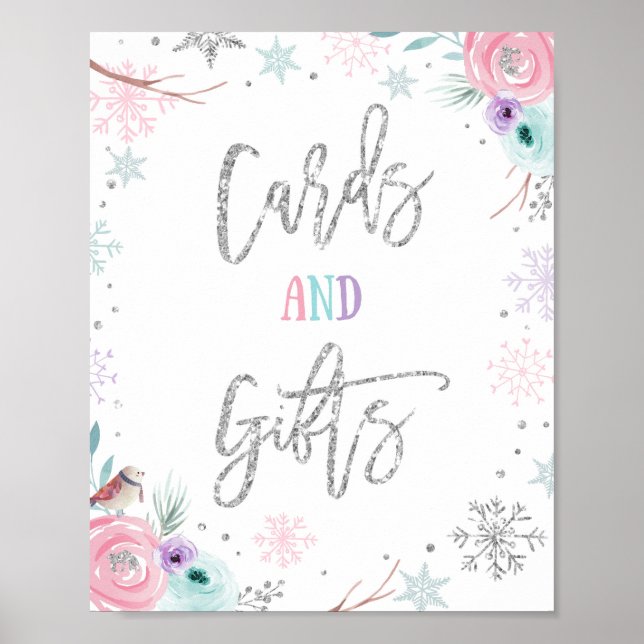 Cards and Gifts Winter Onederland Girl Birthday Poster (Front)