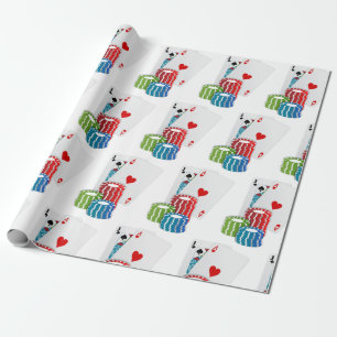 Cards Casino Gambling Poker Chips Las Vegas Wrapping Paper