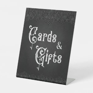 Cards & Gifts Black Lace Gothic Wedding Pedestal Sign