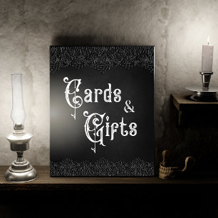 Cards & Gifts Black Lace Gothic Wedding Table Sign Plaque