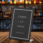 Cards gifts black white party pedestal sign<br><div class="desc">A black background and a white frame. Text: Cards and gifts. Thank you!</div>