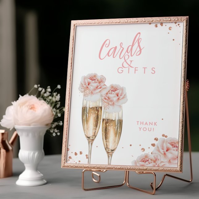 Cards Gifts Blush Floral Bridal Shower Table Sign (Creator Uploaded)