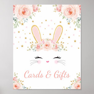 Cards & Gifts / Blush Floral Bunny Rabbit Party Poster