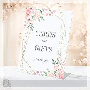Cards & Gifts   Blush Pink Floral Wedding Pedestal Sign