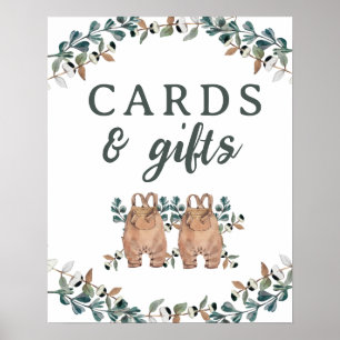 Cards & Gifts Boho Gender Neutral Twins  Poster