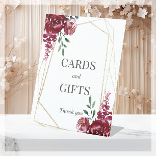 Cards & Gifts Burgundy Floral Wedding Pedestal Sign