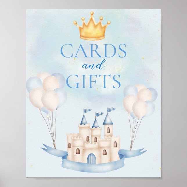 Cards & Gifts FairyTale Castle Crown Balloon Party Poster (Front)