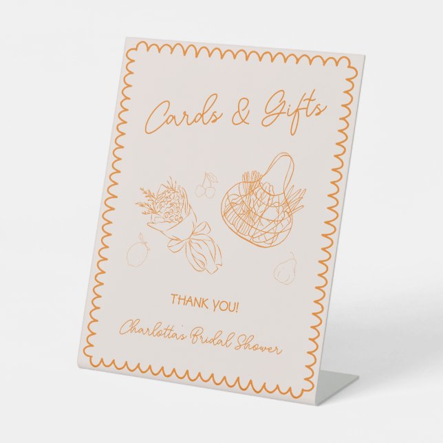 Cards & Gifts Fresh Off The Market Bridal Shower Pedestal Sign (Front)