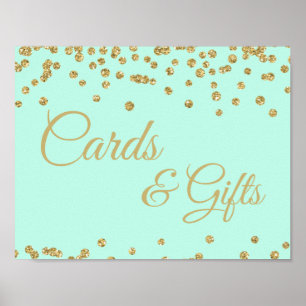 Cards & Gifts Gold Faux Glitter Confetti Mint Poster