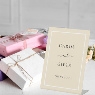 Cards gifts gold party beige cream pedestal sign