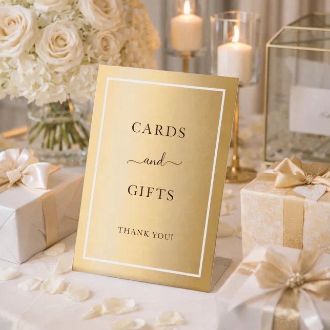 Cards gifts gold party pedestal sign (Creator Uploaded)