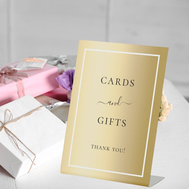 Cards gifts gold party pedestal sign (Creator Uploaded)